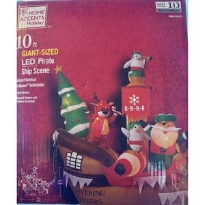 Gemmy Airblown Christmas Pirate Ship‎ Scene✨10 Ft✨Yard Decoration✨112862